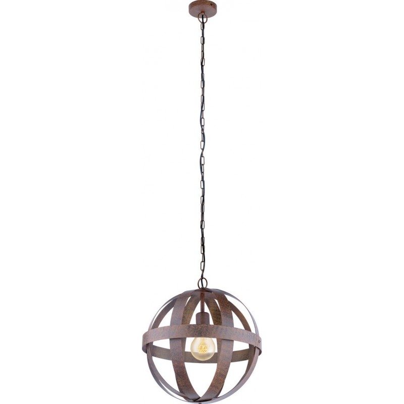 Hanging lamp Eglo Westbury 60W Spherical Shape Ø 37 cm. Living room and dining room. Retro and vintage Style. Steel. Brown and oxide Color