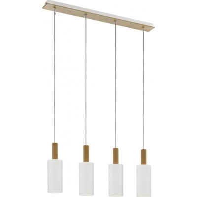 Hanging lamp Eglo Oakham 160W Extended Shape 110×75 cm. Living room and dining room. Modern and design Style. Steel, Wood and Glass. White, and brown Color