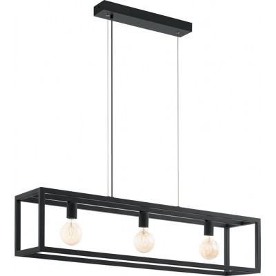 209,95 € Free Shipping | Hanging lamp Eglo Elswick 180W Extended Shape 150×110 cm. Living room and dining room. Modern and design Style. Steel. Black Color