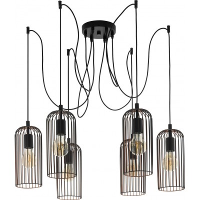 312,95 € Envio grátis | Lâmpada pendurada Eglo Roccamena 360W Forma Angular 130×13 cm. Sala de estar e sala de jantar. Estilo retro e vintage. Aço. Cor cobre, dourado e preto