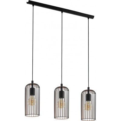 145,95 € Free Shipping | Hanging lamp Eglo Roccamena 180W Extended Shape 110×73 cm. Living room and dining room. Retro and vintage Style. Steel. Copper, golden and black Color