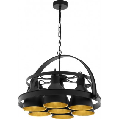 353,95 € Free Shipping | Hanging lamp Eglo Backbarrow 420W Spherical Shape 120×60 cm. Living room and dining room. Retro and vintage Style. Steel. Golden and black Color