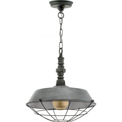 Hanging lamp Eglo Chepstow 60W Spherical Shape Ø 38 cm. Living room and dining room. Retro and vintage Style. Steel. Silver and antique silver Color