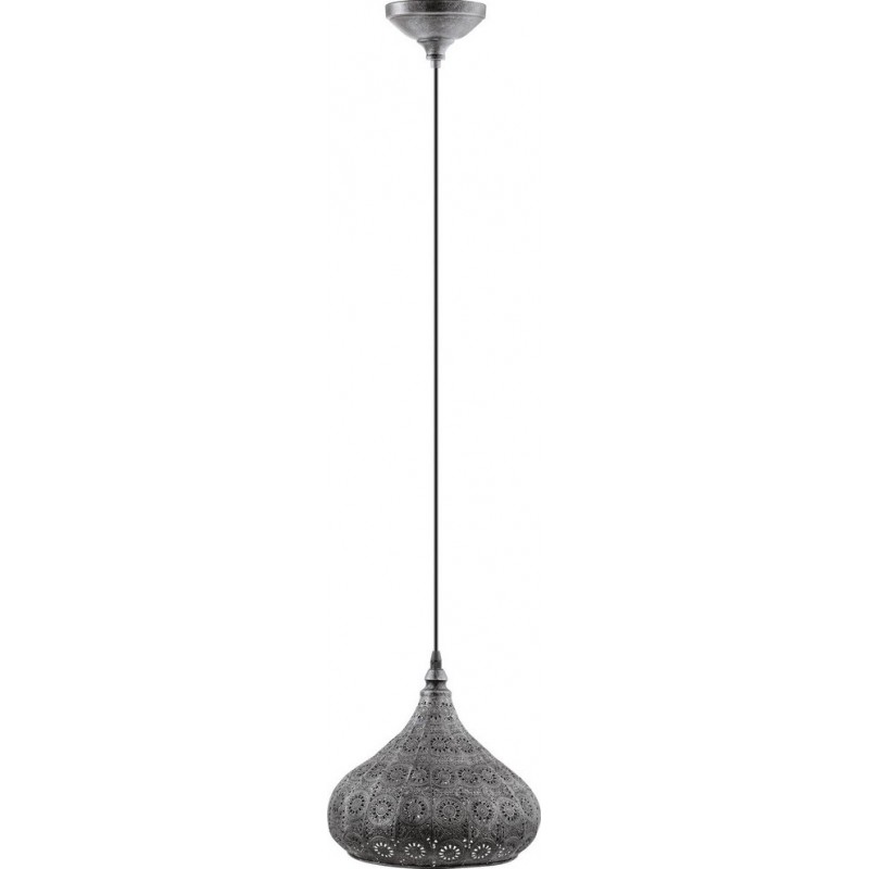 83,95 € Free Shipping | Hanging lamp Eglo Melilla 60W Conical Shape Ø 28 cm. Living room and dining room. Retro and vintage Style. Steel. Silver and antique silver Color