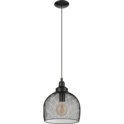 64,95 € Free Shipping | Hanging lamp Eglo Straiton 60W Conical Shape Ø 28 cm. Living room and dining room. Retro and vintage Style. Steel. Black Color