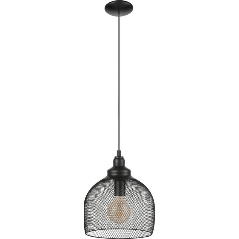 51,95 € Free Shipping | Hanging lamp Eglo Straiton 60W Conical Shape Ø 28 cm. Living room and dining room. Retro and vintage Style. Steel. Black Color