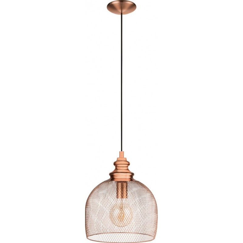 63,95 € Free Shipping | Hanging lamp Eglo Straiton 60W Conical Shape Ø 28 cm. Living room and dining room. Retro and vintage Style. Steel. Copper and golden Color