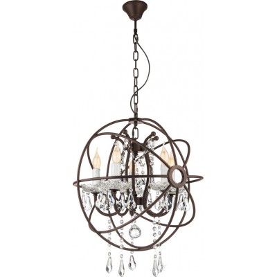 Hanging lamp Eglo West Fenton 125W Spherical Shape Ø 50 cm. Living room and dining room. Retro and vintage Style. Steel and Crystal. Brown and oxide Color