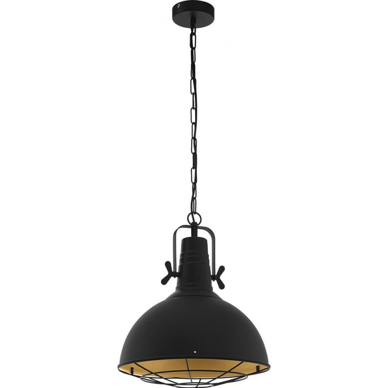 79,95 € Free Shipping | Hanging lamp Eglo Cannington 60W Conical Shape Ø 38 cm. Living room, kitchen and dining room. Retro and vintage Style. Steel. Golden and black Color