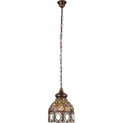 63,95 € Free Shipping | Hanging lamp Eglo Jadida 60W Pyramidal Shape Ø 22 cm. Living room and dining room. Retro and vintage Style. Steel and glass. Copper, old copper and golden Color