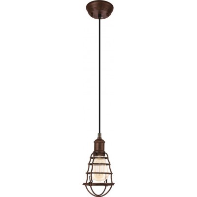 46,95 € Free Shipping | Hanging lamp Eglo Port Seton 60W Oval Shape Ø 13 cm. Living room and dining room. Retro and vintage Style. Steel. Brown and antique brown Color