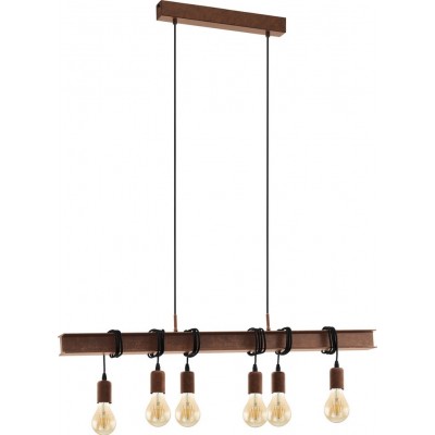 Lâmpada pendurada Eglo Townshend 4 360W 110×101 cm. Aço. Cor castanho e marrom antigo