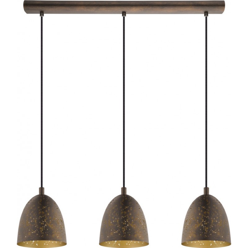 183,95 € Free Shipping | Hanging lamp Eglo Safi 180W Extended Shape 110×70 cm. Living room and dining room. Sophisticated and design Style. Steel. Golden and brown Color