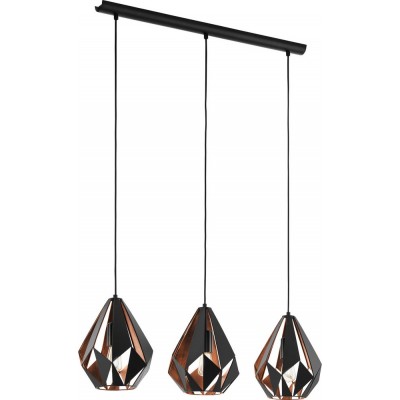 182,95 € Free Shipping | Hanging lamp Eglo Carlton 1 180W Pyramidal Shape 110×81 cm. Living room and dining room. Sophisticated and design Style. Steel. Copper, golden and black Color