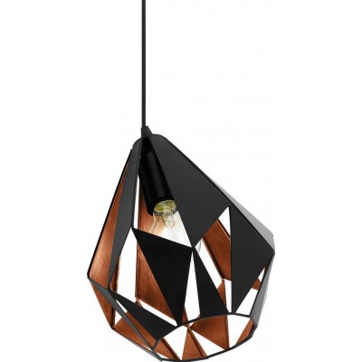Hanging lamp Eglo Carlton 1 60W 28×21 cm. Steel. Copper, golden and black Color