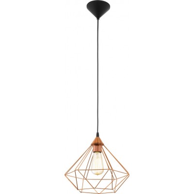 49,95 € Free Shipping | Hanging lamp Eglo Tarbes 60W Pyramidal Shape Ø 32 cm. Living room and dining room. Retro and vintage Style. Steel and plastic. Copper, golden and black Color