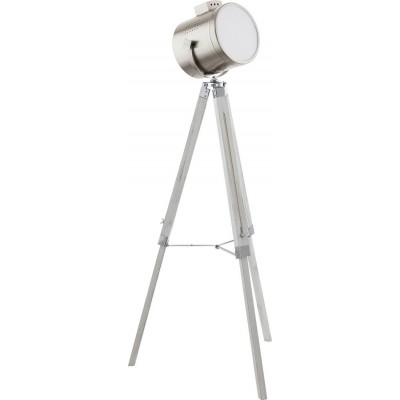 Luminária de piso Eglo Upstreet 60W Ø 70 cm. Aço e madeira. Cor branco, preto e matt preto
