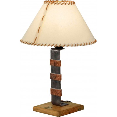 22,95 € Free Shipping | Table lamp Campiluz 40W Conical Shape 43×20 cm. Planchuela V Living room and bedroom. Rustic, retro and vintage Style. Metal casting and wood. Antique brown and black Color