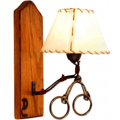 Настенный светильник для дома Campiluz 40W 36×26 cm. Bocado con pantalla Металл и древесина. Античный коричневый и чернить Цвет