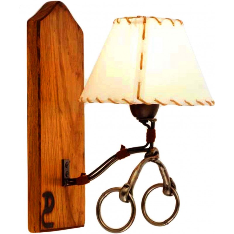 32,95 € Envío gratis | Aplique de pared interior Campiluz 40W 36×26 cm. Bocado con pantalla Metal y madera. Color marrón antiguo y negro