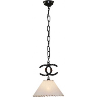 35,95 € Free Shipping | Hanging lamp Campiluz 40W Conical Shape 100×25 cm. Doble herradura con pantalla Living room, dining room and bedroom. Rustic, retro and vintage Style. Metal casting and wood. Antique brown and black Color