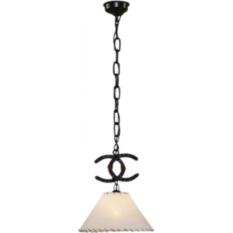 35,95 € Free Shipping | Hanging lamp Campiluz 40W Conical Shape 100×25 cm. Doble herradura con pantalla Living room, dining room and bedroom. Rustic, retro and vintage Style. Metal casting and Wood. Antique brown and black Color