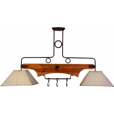 74,95 € Kostenloser Versand | Hängelampe Campiluz 80W 113×63 cm. Ganchera de pico de 2 brazos con pantalla Metall und holz. Antikbraun und schwarz Farbe