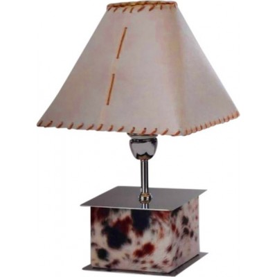 52,95 € Envio grátis | Lâmpada de mesa Campiluz 40W Forma Cônica 17×15 cm. Cubo de piel sin pantalla Sala de estar e quarto. Estilo rústico, retro e vintage. Couro, fundição de metais e madeira. Cor marrom antigo e preto