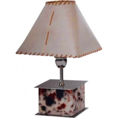 52,95 € Free Shipping | Table lamp Campiluz 40W Conical Shape 17×15 cm. Cubo de piel sin pantalla Living room and bedroom. Rustic, retro and vintage Style. Leather, metal casting and wood. Antique brown and black Color