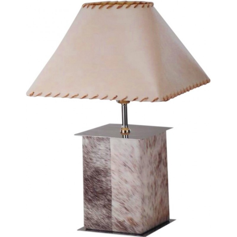 64,95 € Spedizione Gratuita | Lampada da tavolo Campiluz 40W 27×15 cm. Cubo de piel sin pantalla Pelle, metallo e legna. Colore marrone antico e nero