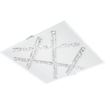 Ceiling lamp Eglo Sorrenta Square Shape 29×29 cm. Kitchen and bathroom. Design Style. Steel, Crystal and Glass. White Color