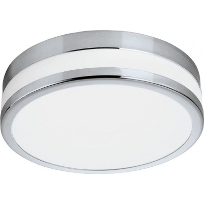 Outdoor lamp Eglo Led Palermo Round Shape Ø 29 cm. Wall and ceiling lamp Terrace, garden and pool. Modern and design Style. Steel, glass and satin glass. White, plated chrome and silver Color