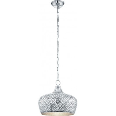 Lámpara colgante Eglo Saltash Forma Cilíndrica Ø 44 cm. Salón y comedor. Estilo retro y vintage. Acero. Color cromado y plata