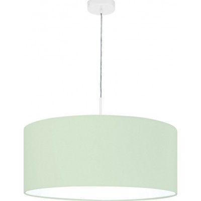 吊灯 Eglo Pasteri P 圆柱型 形状 Ø 53 cm. 客厅 和 饭厅. 现代的 和 设计 风格. 钢 和 纺织品. 白色的 和 绿色的 颜色