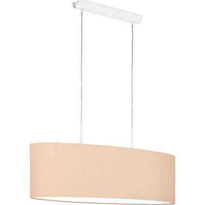 Lámpara colgante Eglo Pasteri P Forma Cilíndrica 110×75 cm. Salón y comedor. Estilo moderno y diseño. Acero y Textil. Color blanco y naranja