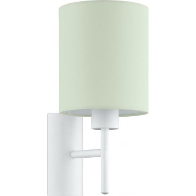 Luz de parede interna Eglo Pasteri P Forma Cilíndrica 31×15 cm. Sala de estar, sala de jantar e quarto. Estilo moderno e projeto. Aço e Têxtil. Cor branco e verde