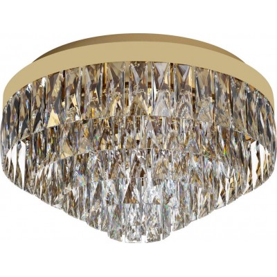 553,95 € Free Shipping | Indoor spotlight Eglo Stars of Light Valparaiso Conical Shape Ø 48 cm. Ceiling light Living room, dining room and bedroom. Classic Style. Steel and crystal. Golden Color