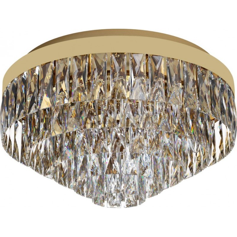 633,95 € Free Shipping | Ceiling lamp Eglo Stars of Light Valparaiso Conical Shape Ø 48 cm. Ceiling light Living room, dining room and bedroom. Classic Style. Steel and Crystal. Golden Color