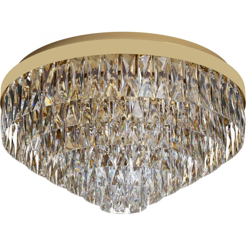 969,95 € Free Shipping | Ceiling lamp Eglo Stars of Light Valparaiso Conical Shape Ø 58 cm. Ceiling light Living room, dining room and bedroom. Classic Style. Steel and Crystal. Golden Color
