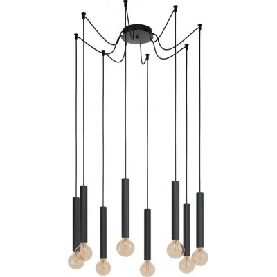 Chandelier Eglo Cortenova Angular Shape Ø 18 cm. Living room and dining room. Modern and design Style. Steel. Black Color