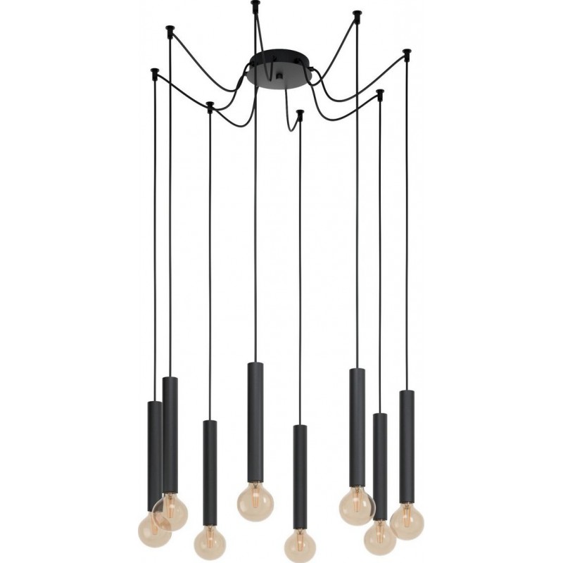 159,95 € Free Shipping | Chandelier Eglo Cortenova Angular Shape Ø 18 cm. Living room and dining room. Modern and design Style. Steel. Black Color