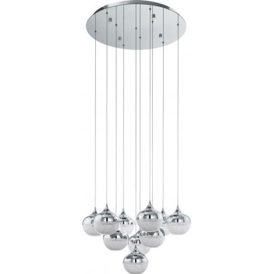 吊灯 Eglo Stars of Light Mioglia 球形 形状 Ø 58 cm. 客厅 和 饭厅. 现代的 和 设计 风格. 钢 和 塑料. 白色的, 镀铬 和 银 颜色