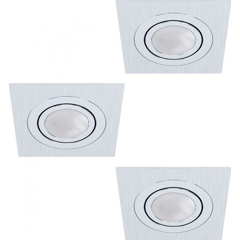 13,95 € Free Shipping | Recessed lighting Eglo Areitio Square Shape 10×10 cm. Modern Style. Aluminum. Aluminum and silver Color