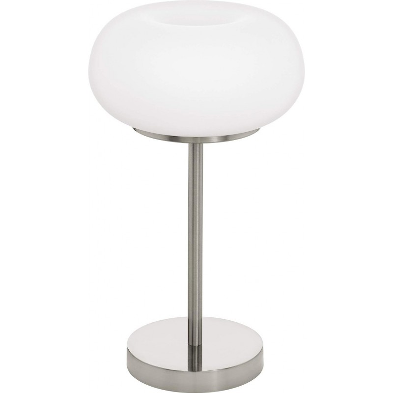 149,95 € Free Shipping | Table lamp Eglo Optica C 2700K Very warm light. Ø 27 cm. Steel, Glass and Opal glass. White, nickel and matt nickel Color