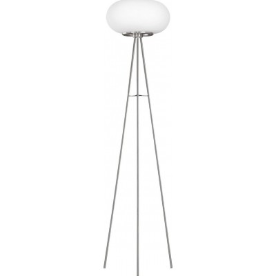 208,95 € Free Shipping | Floor lamp Eglo Optica C 2700K Very warm light. Oval Shape 152 cm. Living room, dining room and bedroom. Modern, sophisticated and design Style. Steel, glass and opal glass. White, nickel and matt nickel Color