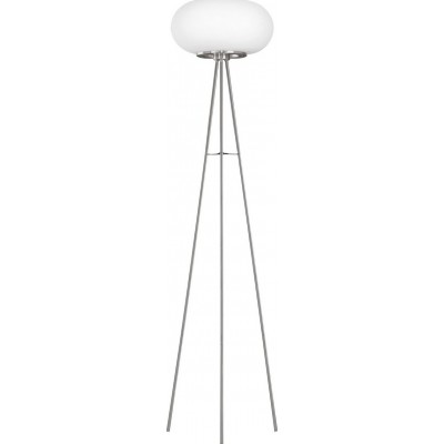 Lampada da pavimento Eglo Optica C 2700K Luce molto calda. Forma Ovale 152 cm. Soggiorno, sala da pranzo e camera da letto. Stile moderno, sofisticato e design. Acciaio, Bicchiere e Vetro opalino. Colore bianca, nichel e nichel opaco