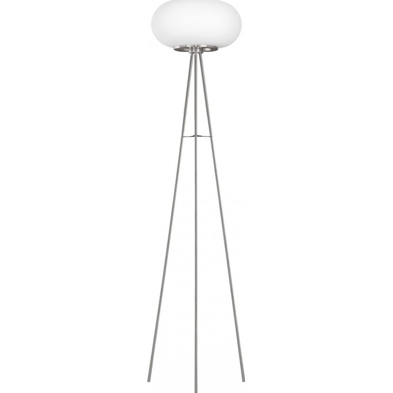 195,95 € Free Shipping | Floor lamp Eglo Optica C 2700K Very warm light. Oval Shape 152 cm. Living room, dining room and bedroom. Modern, sophisticated and design Style. Steel, Glass and Opal glass. White, nickel and matt nickel Color