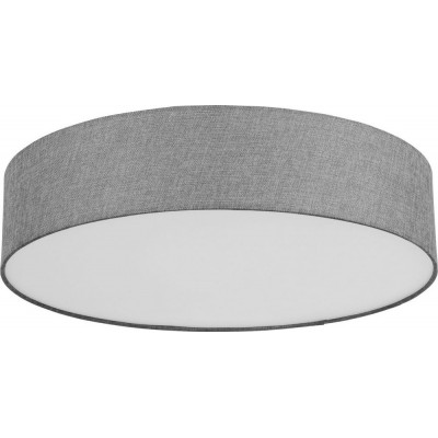 181,95 € Free Shipping | Indoor spotlight Eglo Romao C Cylindrical Shape Ø 57 cm. Ceiling light Living room, dining room and bedroom. Modern Style. Steel, linen and plastic. White and gray Color