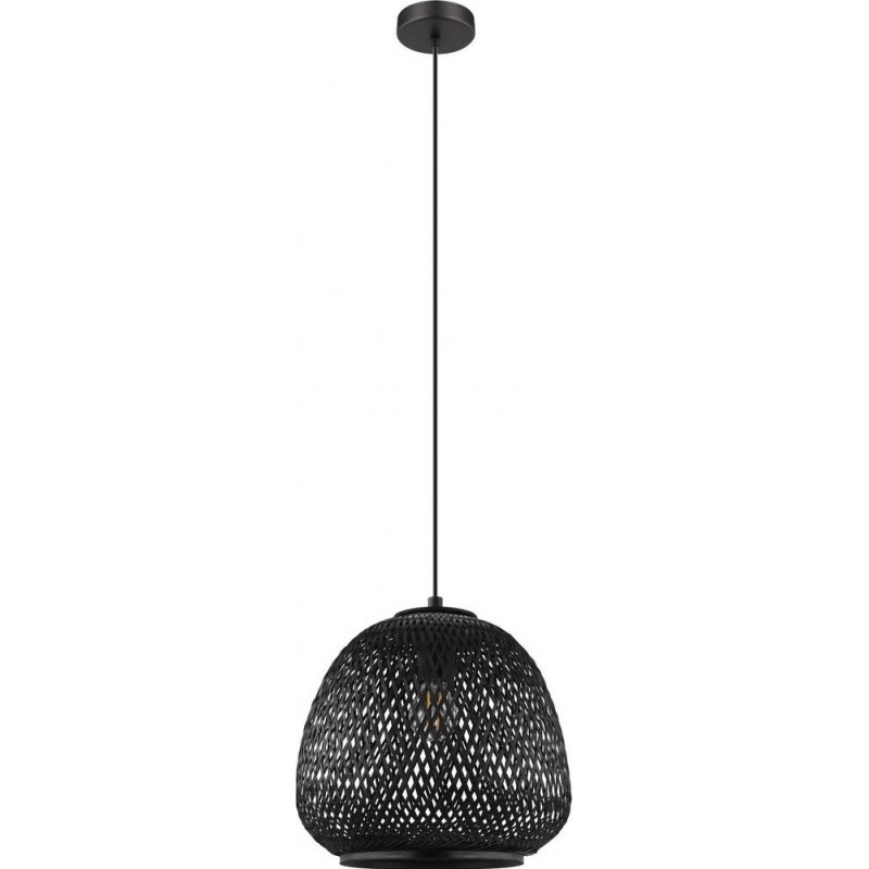 105,95 € Free Shipping | Hanging lamp Eglo Dembleby 1 Conical Shape Ø 32 cm. Living room, kitchen and dining room. Retro and vintage Style. Steel and Wood. Black Color