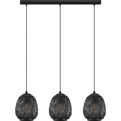 234,95 € Free Shipping | Hanging lamp Eglo Dembleby 1 Extended Shape 110×90 cm. Living room, kitchen and dining room. Retro and vintage Style. Steel and wood. Black Color